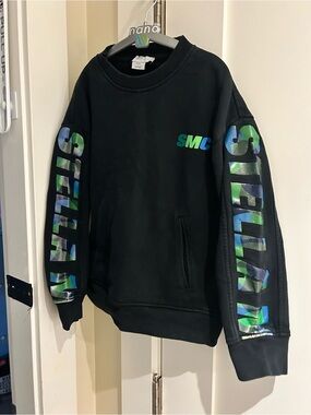 Stella McCartney Black Crewneck with Green and Blue Sleeve Logos 10 Boys